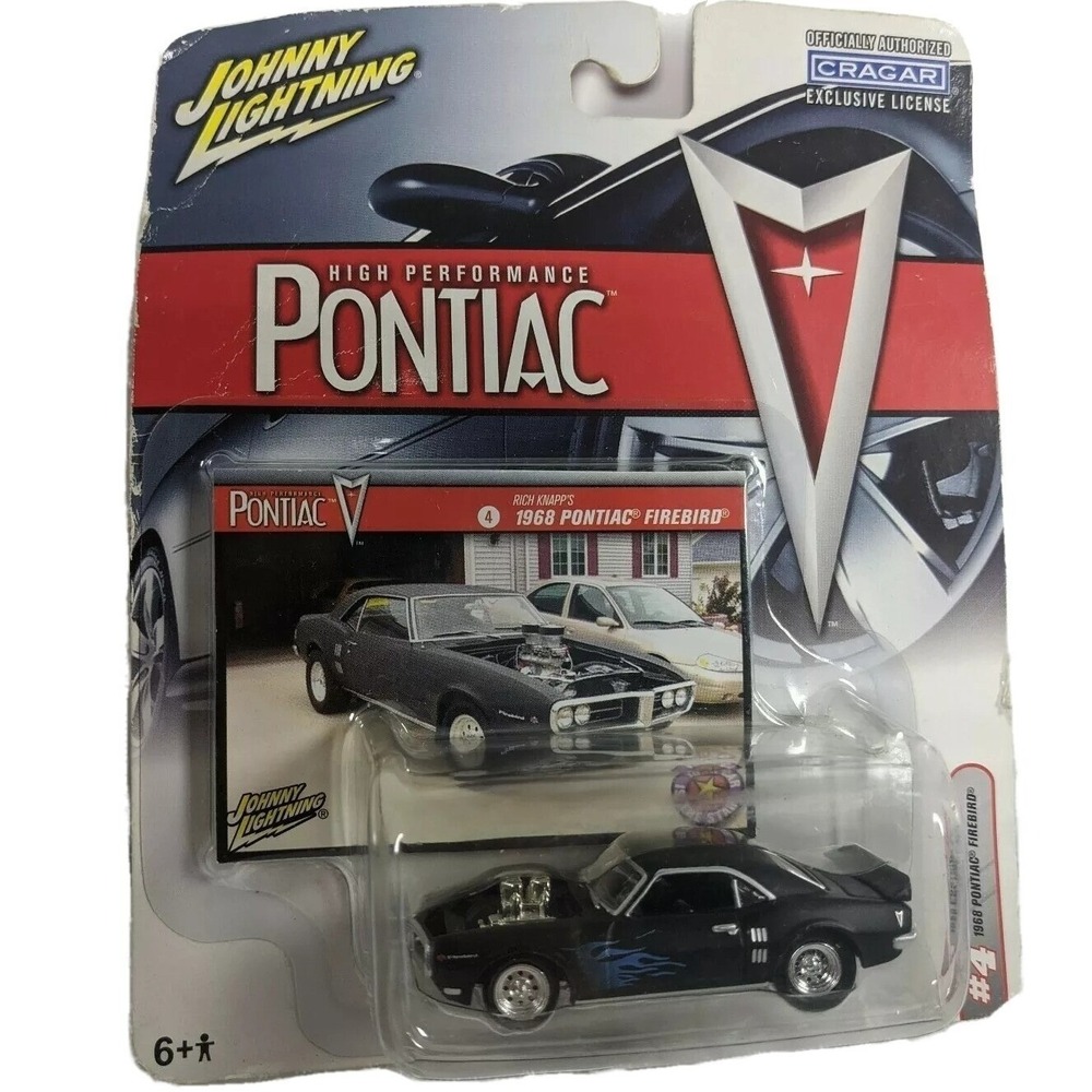 Johnny Lightning 1968 Pontiac Firebird Black Blue Flames High Performance 50154 - Picture 2 of 3